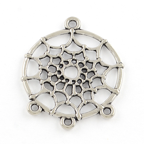 

PandaHall Tibetan Style Alloy Chandelier Components Links, Cadmium Free & Lead Free, Flat Round, Antique Silver, 34x28x2mm, Hole: 2mm, about...