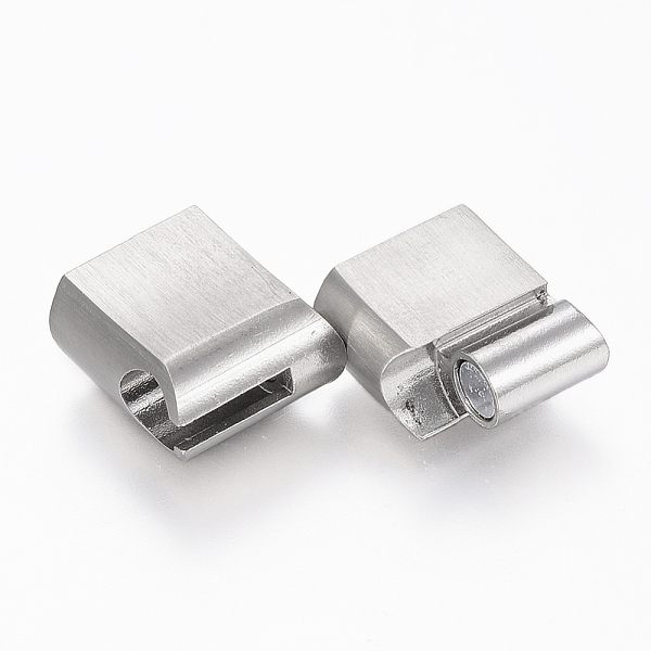 

PandaHall 304 Stainless Steel Magnetic Clasps with Glue-in Ends, Rectangle, Stainless Steel Color, 23x13.5x8mm, Hole: 6x12mm 304 Stainless...