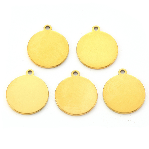 

PandaHall Vacuum Plating 304 Stainless Steel Pendants, Laser Cut, Blank Stamping Tag, Flat Round, Golden, 18x15x1mm, Hole: 1.6mm 304...