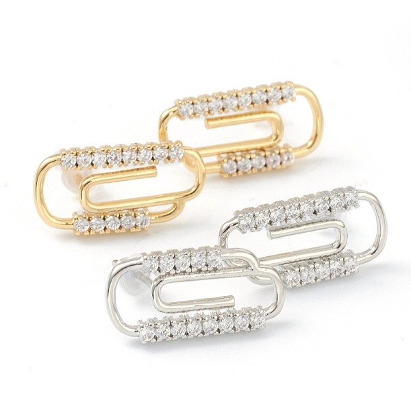 

PandaHall Brass Micro Pave Clear Cubic Zirconia Stud Earrings, with Ear Nuts, Safety Pin Shape, Mixed Color, 18x9.5mm, Pin: 0.6mm Brass...