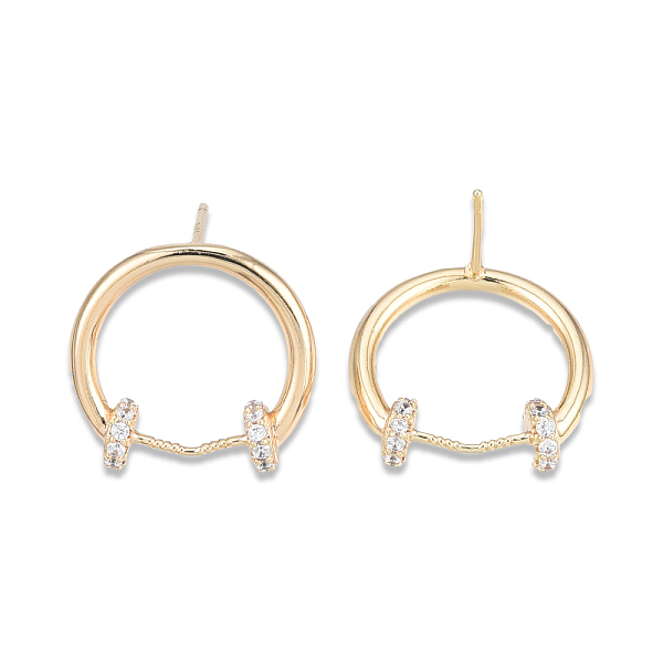 

PandaHall Ring Brass Clear Cubic Zirconia Stud Earrings for Women, Cadmium Free & Nickel Free & Lead Free, Real 18K Gold Plated, 16x17mm...