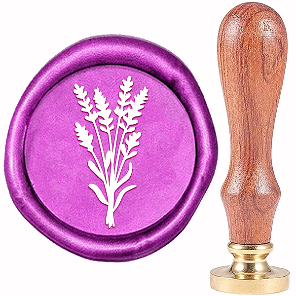 

PandaHall CRASPIRE Lavender Wax Seal Stamp Lavender Sealing Wax Stamps 30mm Retro Vintage Removable Brass Stamp Head with Wood Handle for..., Gold