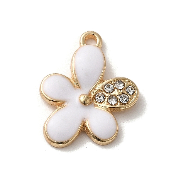 

PandaHall Flower Alloy Enamel Pendants, with Rhinestone, Light Gold, White, 17.5x13x2.5mm, Hole: 1.4mm Alloy Rhinestone+Enamel Flower White