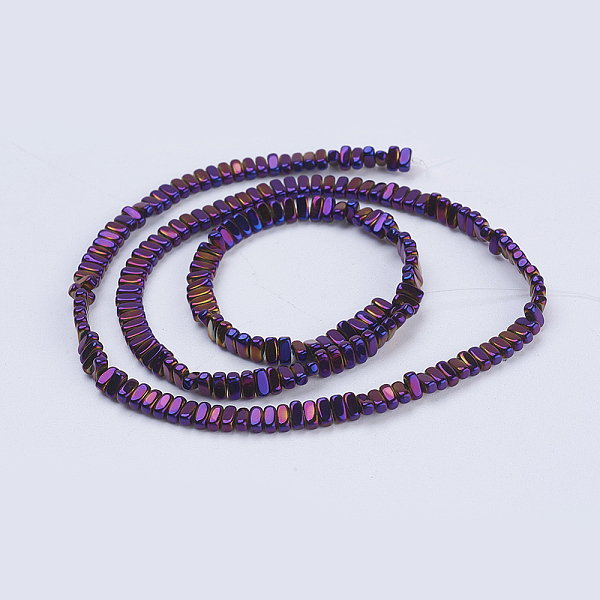 

PandaHall Electroplate Non-magnetic Synthetic Hematite Beads Strands, Rectangle, Purple Plated, 4x2x2mm, Hole: 1mm, about 207pcs/strand...
