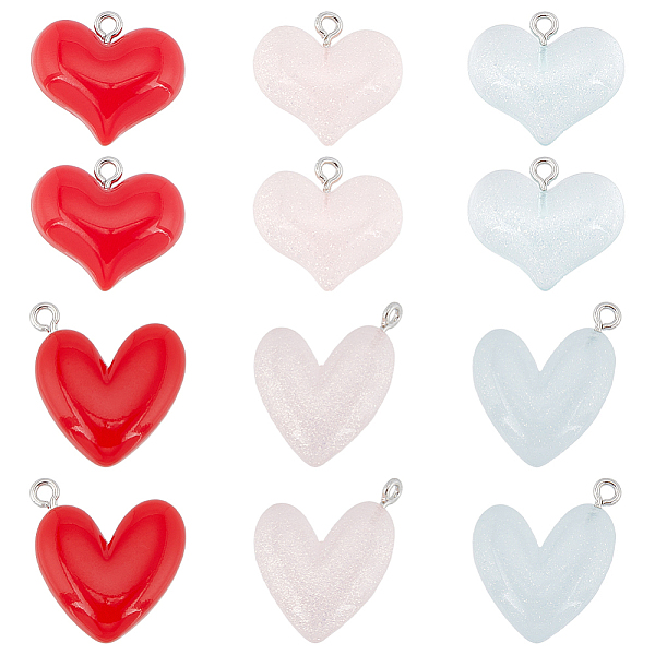 

PandaHall SUNNYCLUE 36Pcs 6 Styles Transparent & Opaque Resin Pendants, Glitter Heart Charms with Platinum Tone Iron Loops, Mixed Color..., Multicolor