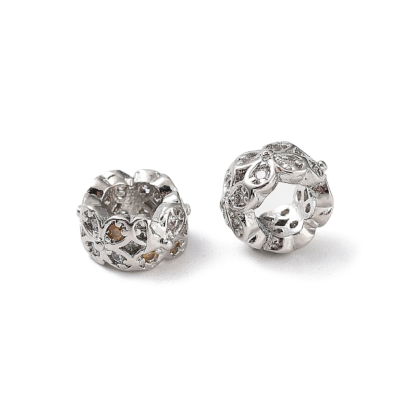 

PandaHall Rack Plating Brass Micro Pave Cubic Zirconia European Beads, Large Hole Beads, Cadmium Free & Lead Free, Long-Lasting Plated...