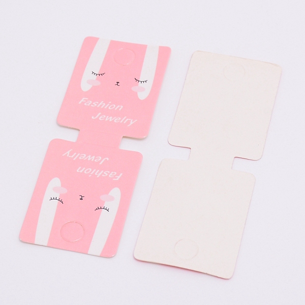 

PandaHall Paper Hair Ties Display Cards, Rectangle, Pink, Rabbit Pattern, 9.5x3.5x0.04cm, 100pcs/bag Paper Rabbit Pink