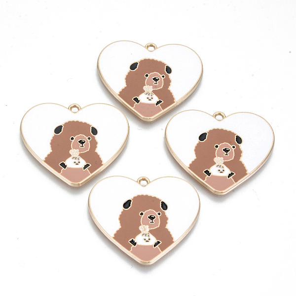 

PandaHall Alloy Enamel Pendants, Cadmium Free & Lead Free, Heart with Bear, Light Gold, White, 28x31.5x1.5mm, Hole: 1.8mm Alloy+Enamel Heart...