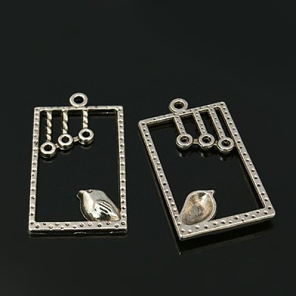 

PandaHall Alloy Pendants, Rectangle with Bird, Lead Free and Cadmium Free, Antique Silver, 34x19x2.5mm, Hole: 2mm Alloy Rectangle