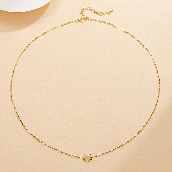 

PandaHall Star 925 Sterling Silver Pendant Necklace, Golden Sterling Silver Star