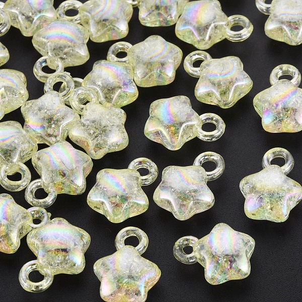 

PandaHall Transparent Crackle Acrylic Pendants, AB Color, Star, Champagne Yellow, 18x14x8.5mm, Hole: 3.5mm, about 510pcs/500g Acrylic Star