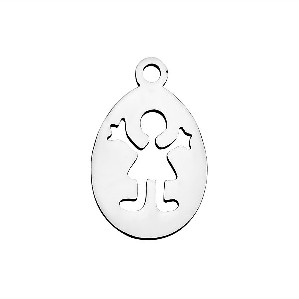 

PandaHall 201 Stainless Steel Pendants, Oval with Girl, Stainless Steel Color, 16x10x1.1mm 201 Stainless Steel Oval