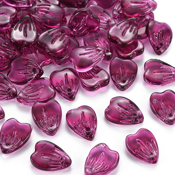 

PandaHall Transparent Spray Painted Glass Charms, Petaline, Medium Violet Red, 12x9x3mm, Hole: 1.2mm Glass Petaline