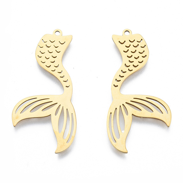 

PandaHall 201 Stainless Steel Pendants, Mermaid Charm, Real 18K Gold Plated, 39x18.5x1mm, Hole: 1.5mm 201 Stainless Steel Others