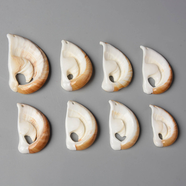 

PandaHall Natural Cowrie Shell Pendants, Half Round, 46~50x30x5~7mm, Hole: 2mm Cowrie Shell Half Round