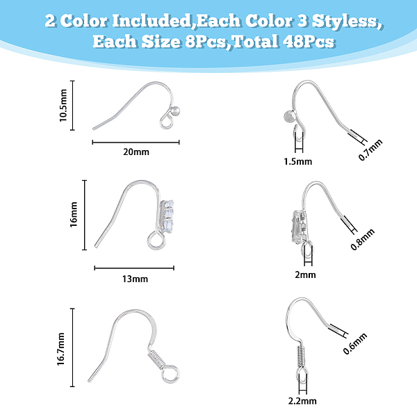 

PandaHall SUPERFINDINGS 48pcs 3 Styles Brass Cubic Zirconia Earrings Hooks 2 Colors Long-Lasting Plated Ear Wires Connector with Loops...