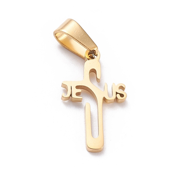 

PandaHall Ion Plating(IP) 304 Stainless Steel Pendants, Laser Cut, Crucifix Cross, for Easter, Golden, 21x12x1.5mm, Hole: 3.5x7mm 304...
