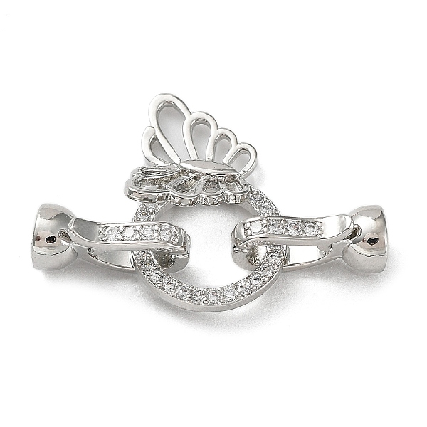 

PandaHall Rack Plating Brass Micro Pave Clear Cubic Zirconia Fold Over Butterfly Extension Clasps, Long-Lasting Plated, Cadmium Free & Lead...