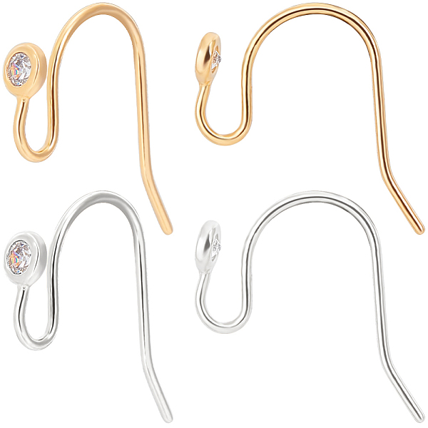 

PandaHall Beebeecraft 12Pcs 2 Colors Brass Earring Hooks, Shepherd's Hook Ear Wire, with Cubic Zirconia, Platinum & Golden, 3mm, Pin: 0.7mm...