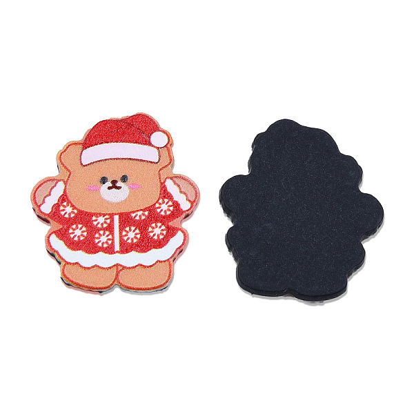 

PandaHall Printed Embossed Opaque Acrylic Cabochons, Christmas Style, Bear, Red, 22.5x19x2mm Acrylic Bear Red