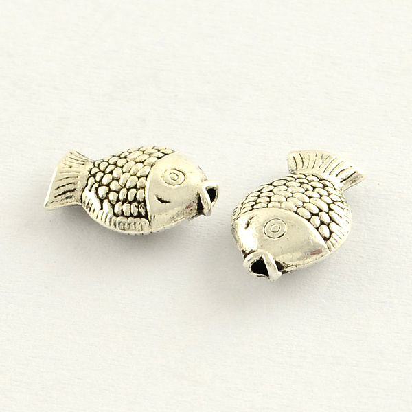 

PandaHall Tibetan Style Zinc Alloy Fish Beads, Antique Silver, 12x8x4mm, Hole: 1mm, about 1136pcs/1000g Alloy Fish
