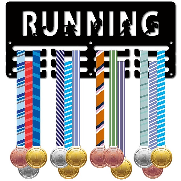 

PandaHall CREATCABIN Running Medal Holder Medal Hangers Medal Rack Display Marathon Sports Metal Hanging Awards Iron Small Mount Awards for..., Black