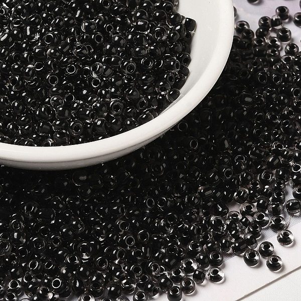 

PandaHall 12/0 Transparent Glass Seed Beads, Inside Colours, Round Hole, Round, Black, 1.5~2mm, Hole: 1mm, about 450g/bag Glass Black