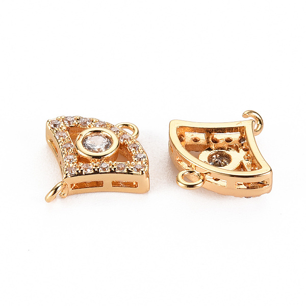 

PandaHall Brass Micro Pave Clear Cubic Zirconia Links Connectors, Fan, Real 18K Gold Plated, 13x12x3.5mm, Hole: 1mm Brass+Cubic Zirconia Fan...