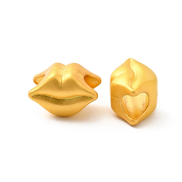 

PandaHall Rack Plating Alloy European Beads, Large Hole Beads, Lead Free & Cadmium Free & Nickel Free, Lip, Matte Gold Color, 8.5x12x7.5mm...