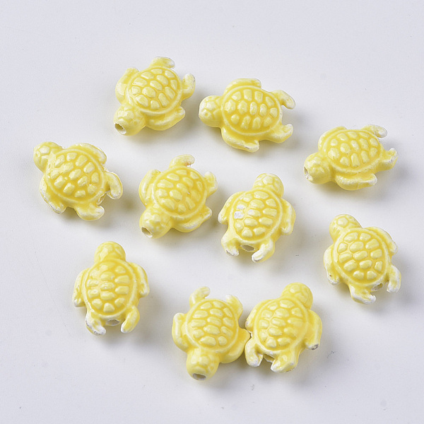 

PandaHall Handmade Porcelain Beads, Bright Glazed Porcelain Style, Tortoise, Yellow, 19x15x8.5mm, Hole: 2mm Porcelain Tortoise Yellow