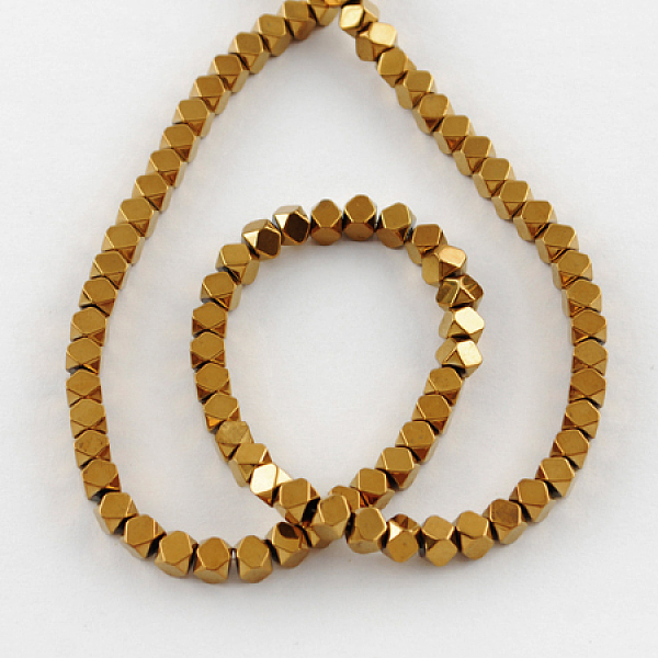 

PandaHall Non-magnetic Synthetic Hematite Beads Strands, Faceted, Grade A, Round, Golden Plated, 4x4mm, Hole: 1mm Non-magnetic Hematite..., Gold