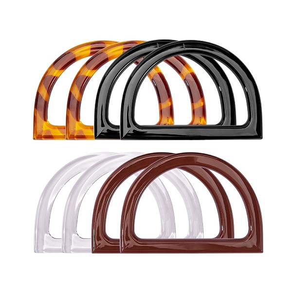 

PandaHall 8 Pcs 4 Colors Plastic D Shape Purse Handle, for Bag Handles Replacement Accessories, Mixed Color, 120x85x8mm, Inner: 95x61mm..., Multicolor