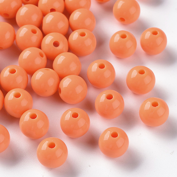 

PandaHall Opaque Acrylic Beads, Round, Coral, 10x9mm, Hole: 2mm, about 940pcs/500g Acrylic Round Red