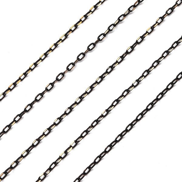 

PandaHall Electroplate Brass Cable Chains, Soldered, Gunmetal & Golden, 2x1x0.5mm Brass Black