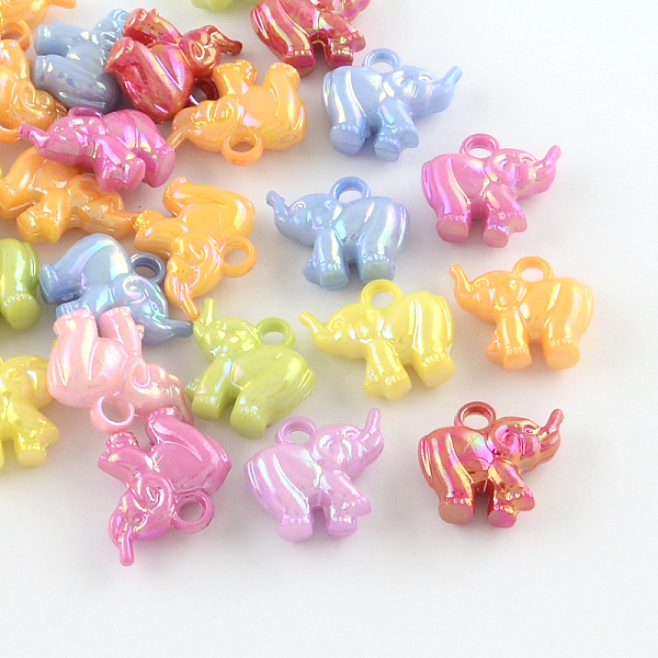 

PandaHall AB-Color Plated Acrylic Pendants, Elephant, Mixed Color, 17x20x7.5mm, Hole: 3mm Acrylic Elephant Multicolor