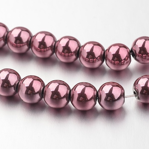 

PandaHall Non-magnetic Synthetic Hematite Bead Strands, Spray Painted, Round, Plum, 6mm, Hole: 1mm, about 72pcs/strand, 15.7 inch..., Purple