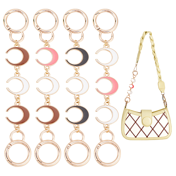

PandaHall WADORN 4Pcs 4 Colors Crescent Moon Alloy Enamel Link Purse Strap Extenders, with Zinc Alloy Spring Gate Rings, Mixed Color, 16.6cm..., Multicolor