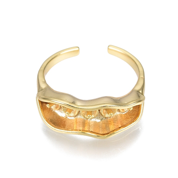 

PandaHall Brass Bean Pod Open Cuff Finger Ring Settings, for Half Drilled Beads, Nickel Free, Real 18K Gold Plated, US Size 6 1/4(16.7mm)...