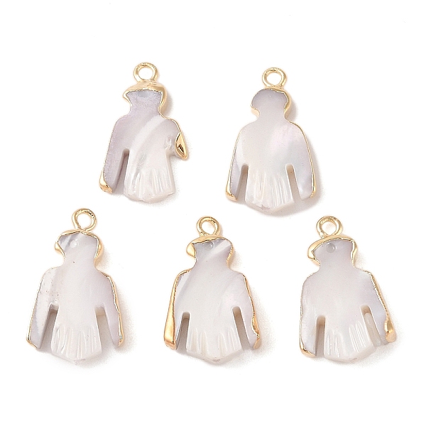 

PandaHall Natural Trochous Shell Pendants, Human Charms with Brass Edge, Golden, 21~22.5x11.5~13.5x4mm, Hole: 1.8mm Trochus Shell Human