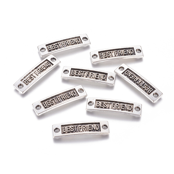 

PandaHall Tibetan Style Links connectors for Friendship, Cadmium Free & Lead Free, Rectangle with Word Best Friend, Antique Silver...