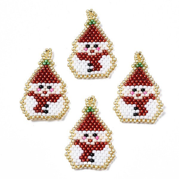 

PandaHall MIYUKI & TOHO Japanese Seed Beads, Handmade Pendants, Loom Pattern, Christmas Snowman, FireBrick, 29x19x2mm, Hole: 1.5mm Glass..., Red