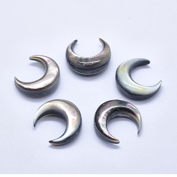 

PandaHall Natural Black Lip Shell Cabochons, Moon, 18~22x16~19x2~8mm Black Lip Shell Moon