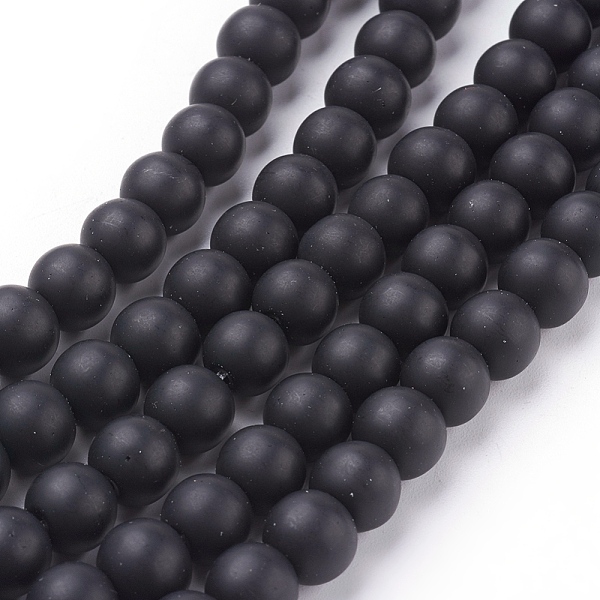 

PandaHall Synthetic Black Stone Beads Strands, Frosted, Round, Black, 8mm, Hole: 1mm, about 48pcs/strand, 16 inch Black Stone Round Black