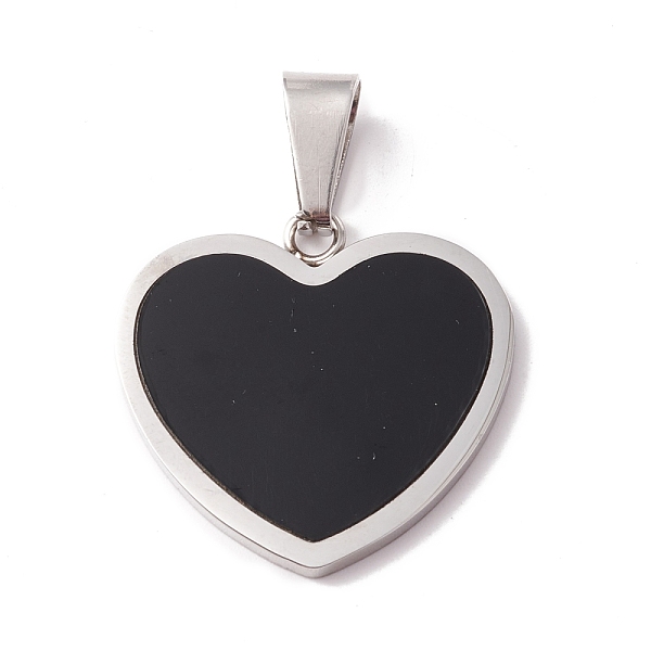 

PandaHall 304 Stainless Steel Pendants, with Black PVC Cabochon, Heart, Stainless Steel Color, 24.5x25x2mm, Hole: 9.5x4.5mm 304 Stainless...