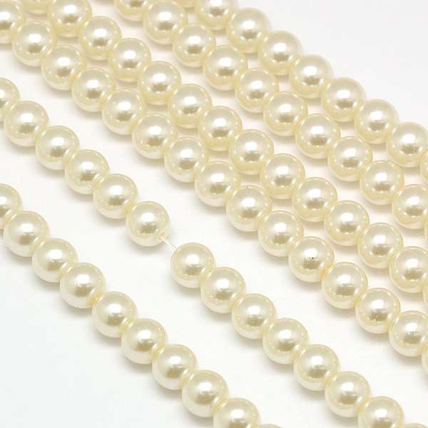 Eco-Friendly Dyed Glass Pearl Round Bead Strands
