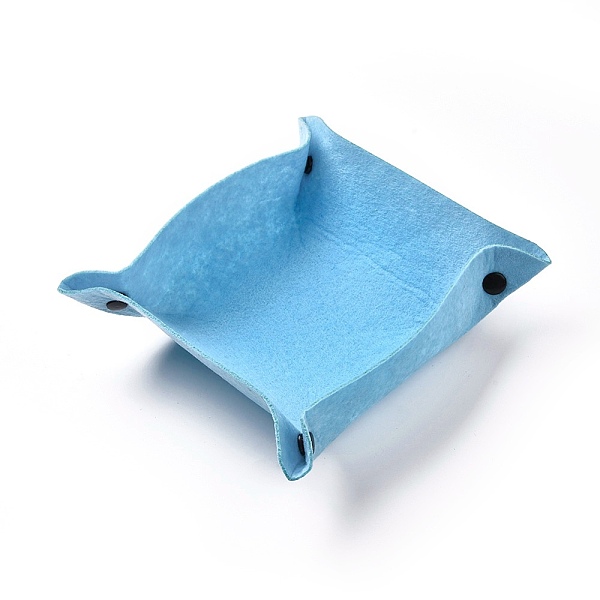 

PandaHall Folding Felt Desktop Storage Basket, with Snap Buttons, Desktop Decoration Storage, Blue, 24.5x24.5x5.5mm Fibre Square Blue