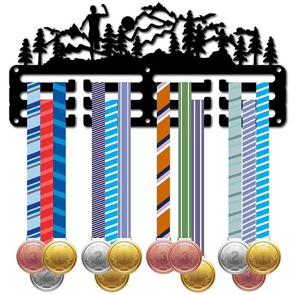 

PandaHall Sports Theme Iron Medal Hanger Holder Display Wall Rack, 3-Line, with Screws, Dance, Mountain, 130x290mm, Hole: 5mm Iron Mountain..., Black