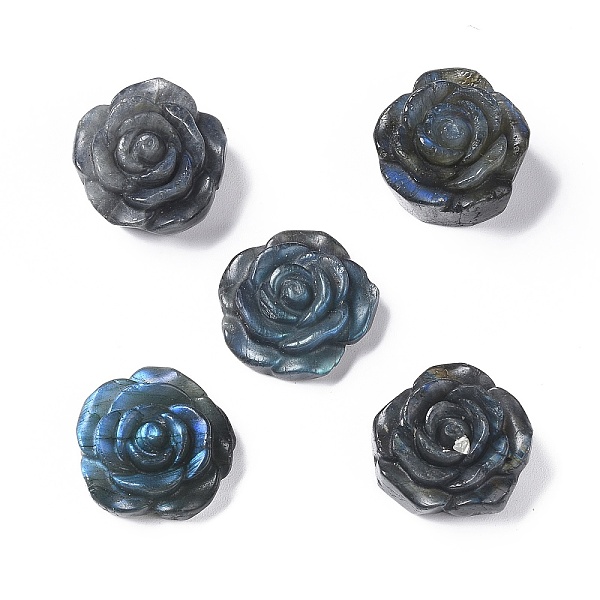 

PandaHall Natural Labradorite Cabochons, Rose, 23~24x23~24x9~15mm Labradorite Flower