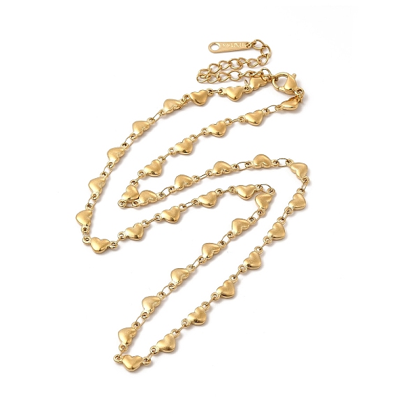 

PandaHall Ion Plating(IP) 304 Stainless Steel Heart Link Necklace for Women, Real 14K Gold Plated, 16.42 inch(41.7cm) 304 Stainless Steel