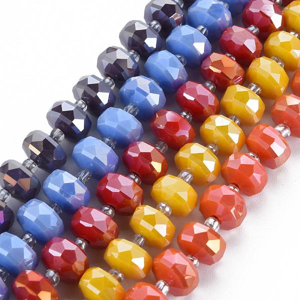 

PandaHall Electroplate Glass Beads Strands, AB Color Plated, Faceted, Abacus, Mixed Color, 9.5x6mm, Hole: 1.4mm, about 77~79pcs/strand..., Multicolor